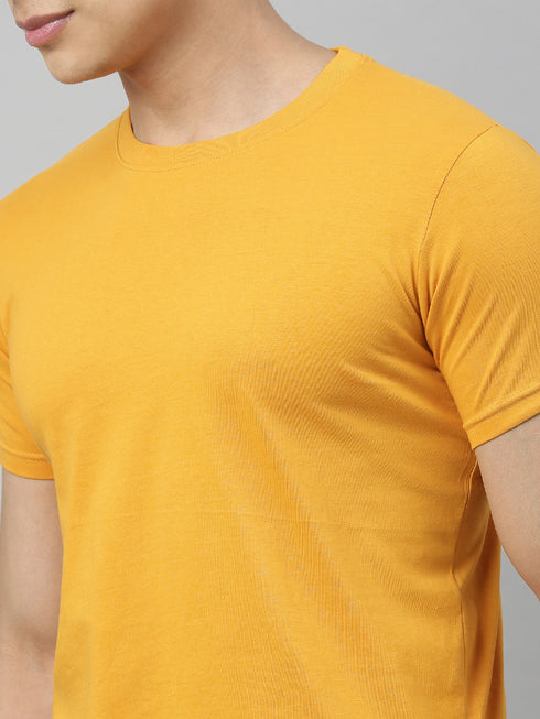 Yellow solid Crew Neck T-shirt